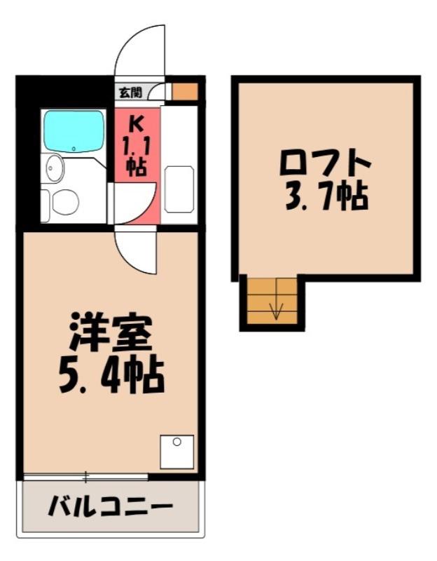 リコリス B(1K/2階)の間取り写真