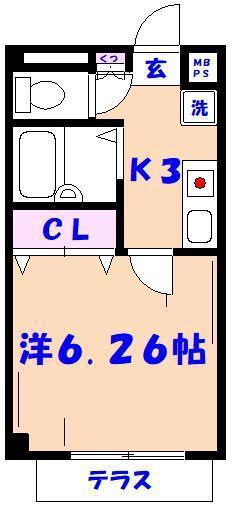 クレールタケウチ(1K/1階)の間取り写真