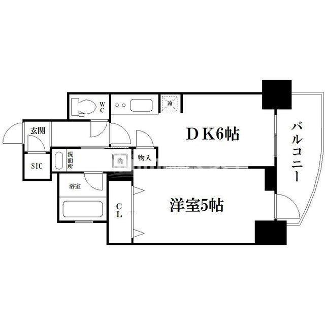 エステムコート北堀江II(1DK/6階)の間取り写真