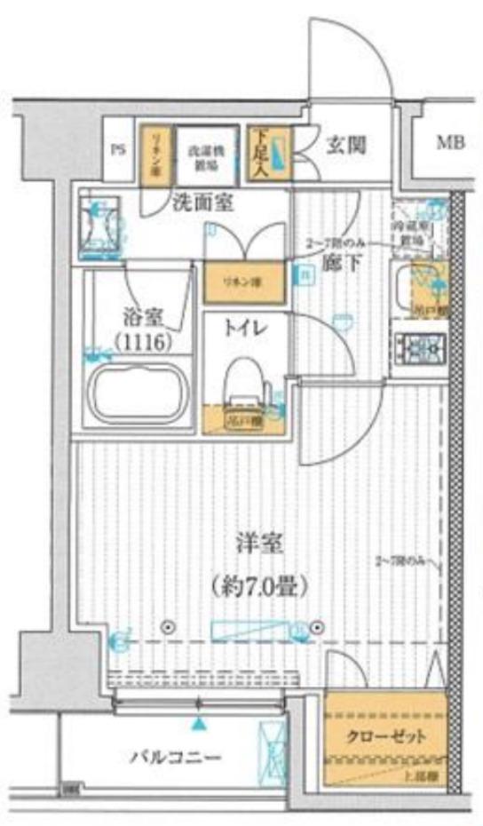 プレール・ドゥーク西新宿五丁目(1K/7階)の間取り写真