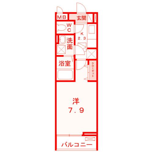 パルティール(1K/1階)の間取り写真