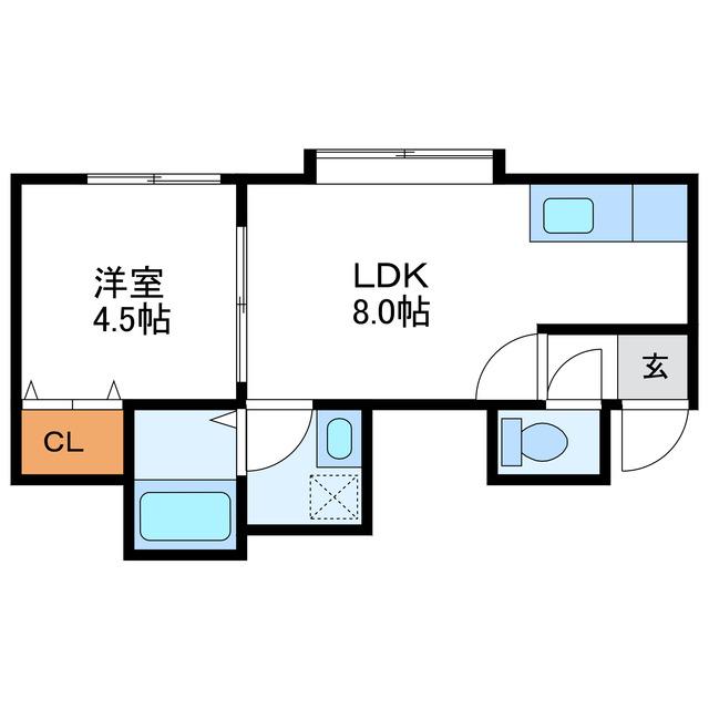 ヴィオレッテ II(1DK/2階)の間取り写真