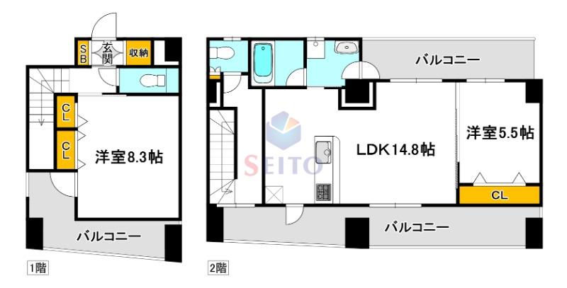 ラ・シャルム江坂公園(2LDK/8階)の間取り写真