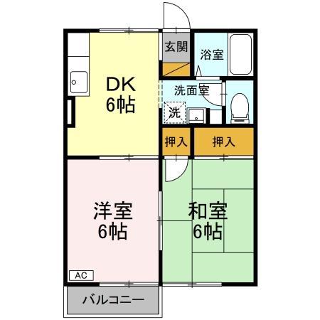 エスペランサ B(2DK/2階)の間取り写真