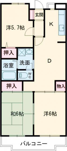 ラークバーレィ(3DK/1階)の間取り写真