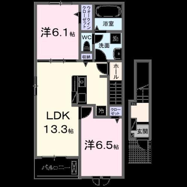 MARU C(2LDK/2階)の間取り写真