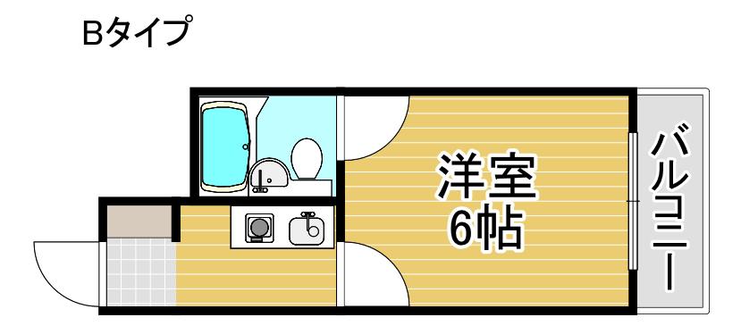 地下鉄四つ橋線 玉出駅 徒歩1分 8階建 築41年(1K/5階)の間取り写真