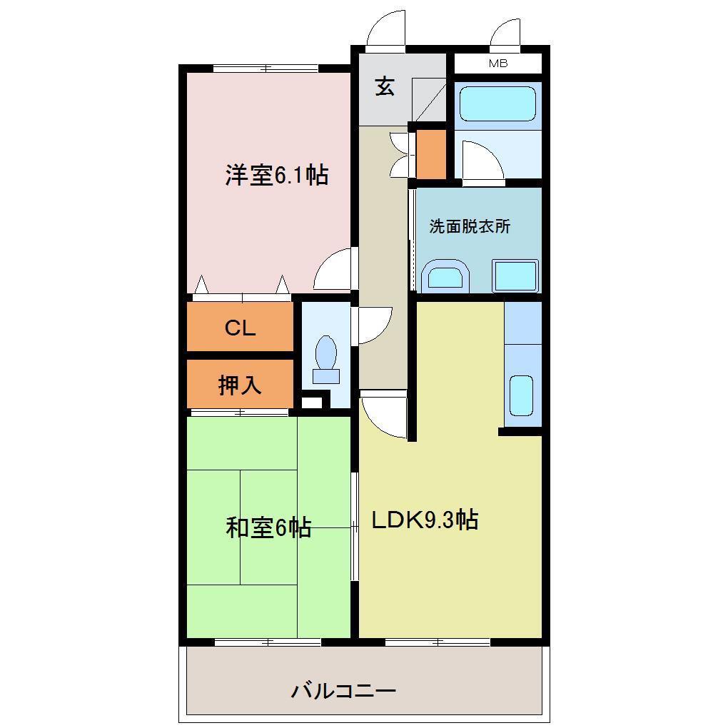エムグラヴィス(2LDK/1階)の間取り写真