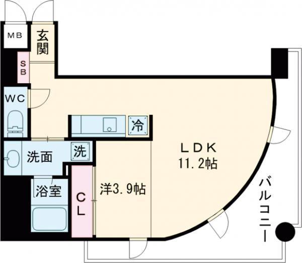 インペリアル新神戸(1LDK/4階)の間取り写真