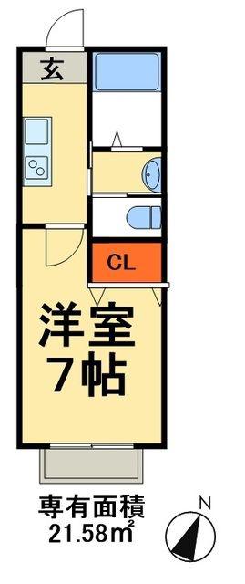 アルカ蘇我(1K/2階)の間取り写真