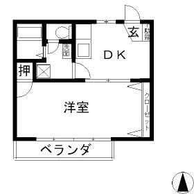 ベルメゾン桔梗(1DK/1階)の間取り写真