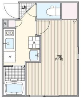 ミハス三軒茶屋(1K/1階)の間取り写真