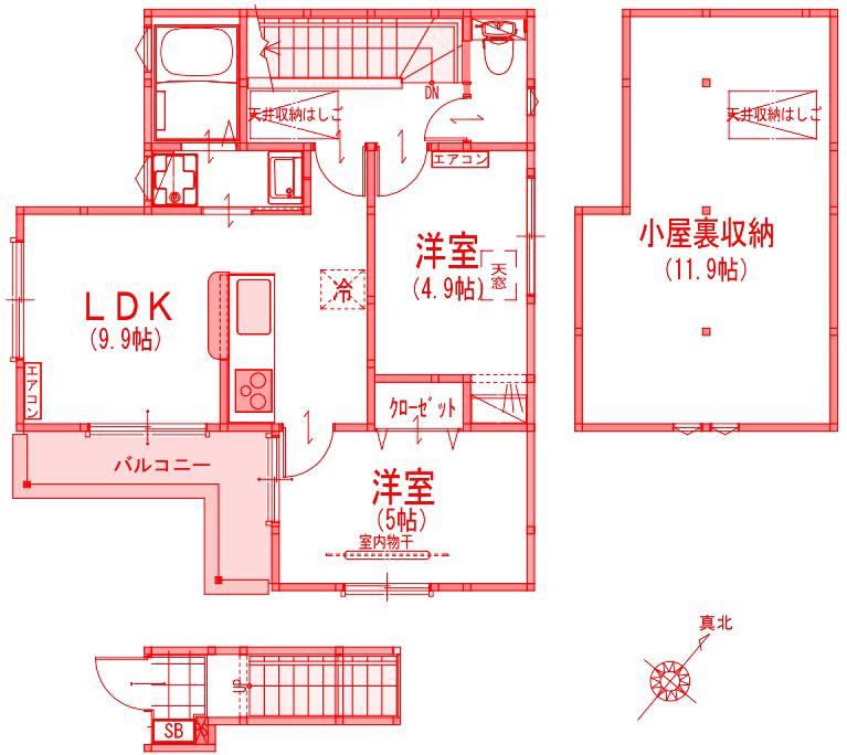 フローラ希望ヶ丘(2LDK/2階)の間取り写真