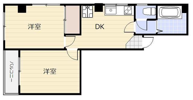 ランドフォレスト浅草千束(2DK/4階)の間取り写真