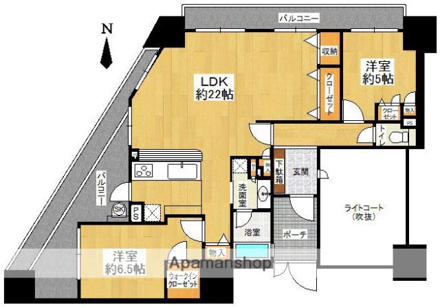 コスモ唐人町パークビュー(2LDK/8階)の間取り写真