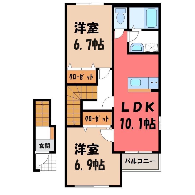 レイク・ガーデン(2LDK/2階)の間取り写真