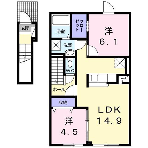 メゾン・ラフィネI(2LDK/2階)の間取り写真