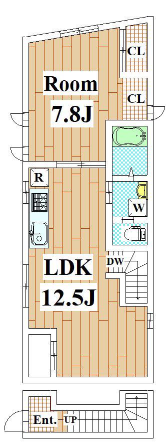 CORTILE中延(1LDK/3階)の間取り写真