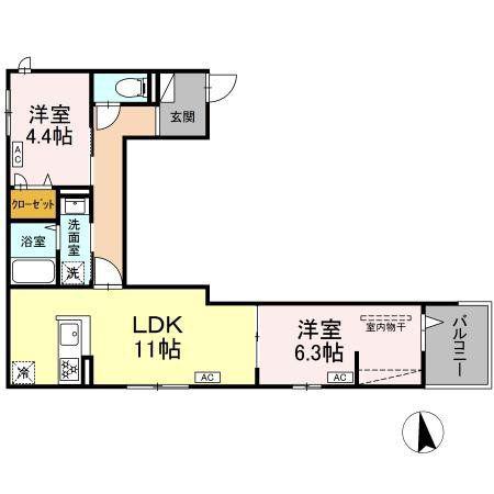 グラナーデ西新井栄町(2LDK/2階)の間取り写真