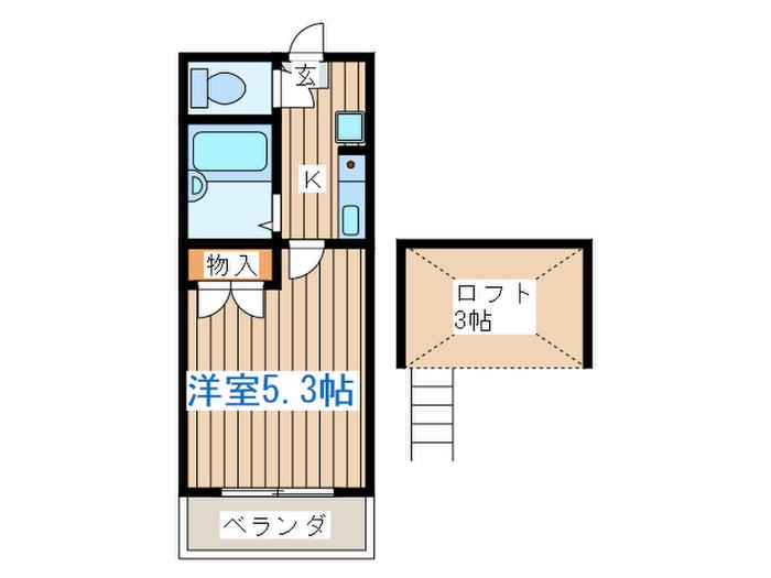 エバ-ベル西勝山(1K/2階)の間取り写真