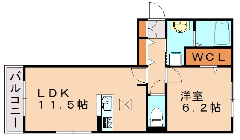 D-ROOM戸原東(1LDK/3階)の間取り写真
