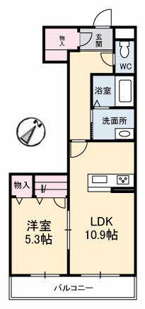 グランツヴィラ大福 B棟(1LDK/3階)の間取り写真