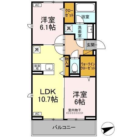 IRENE(2LDK/2階)の間取り写真