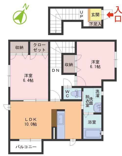 クラヴィエ東郷(2LDK/2階)の間取り写真