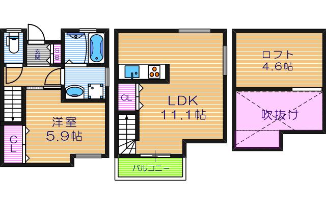 アンソレイユ山坂(1LDK/1階)の間取り写真
