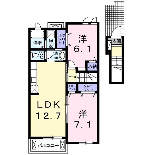 レジデンス根来(2LDK/2階)の間取り写真