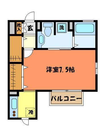 ヴィル・オランジュUD(1K/1階)の間取り写真