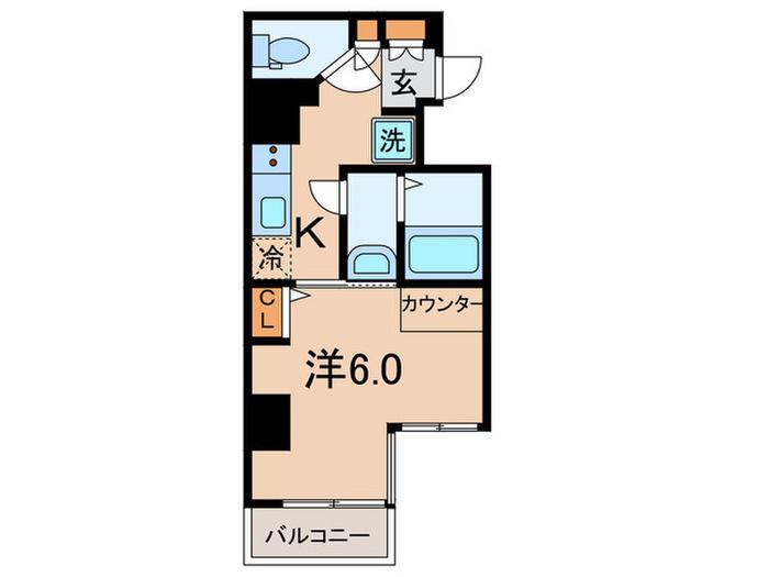 LA DOUCEUR川崎II(1K/6階)の間取り写真
