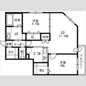 アルファスクエア北12西3(2LDK/6階)の間取り写真