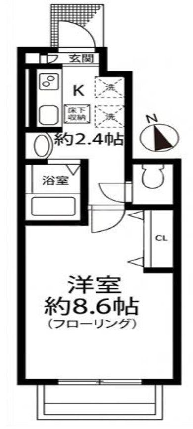 セリーズコートB棟(1K/1階)の間取り写真