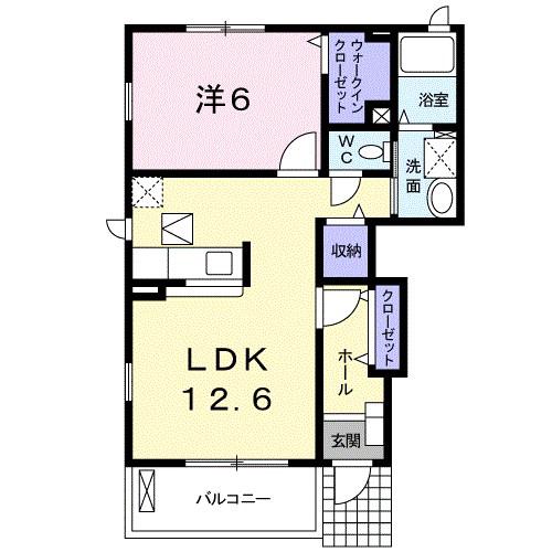 クラールA(1LDK/1階)の間取り写真