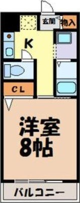 八晃ビル(1K/3階)の間取り写真