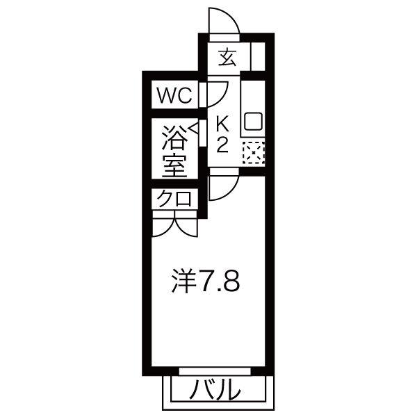 リヴィエール元八事(1K/3階)の間取り写真