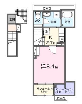 ジャン ノーブル M(1K/2階)の間取り写真