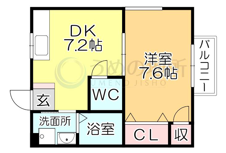 稲冨アパート(1DK/2階)の間取り写真