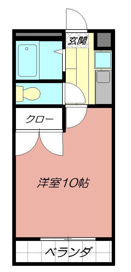 パークサイド本城(1K/1階)の間取り写真