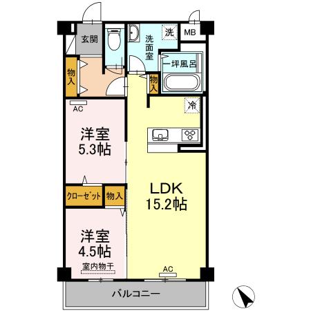 ポラリス(2LDK/4階)の間取り写真