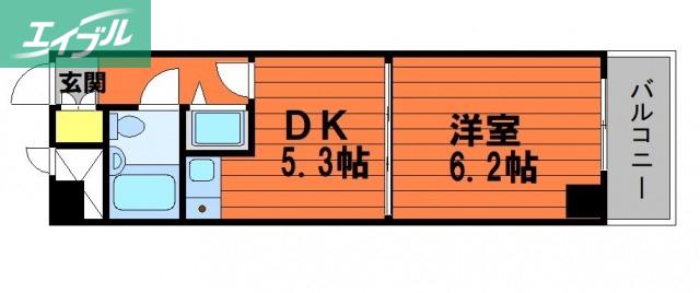 ライオンズマンション中山下(1DK/7階)の間取り写真