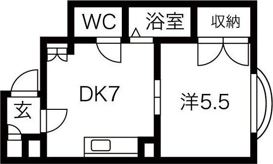 グランメール南8条(1DK/3階)の間取り写真