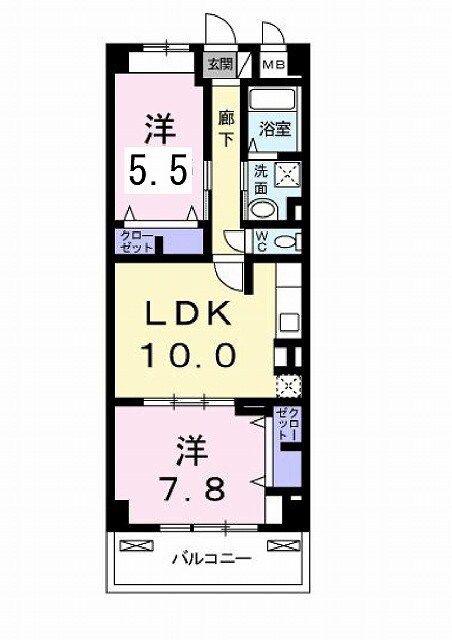 グラン・ルミエール(2LDK/4階)の間取り写真