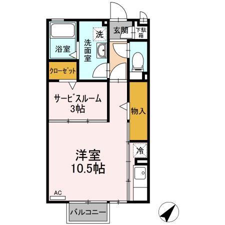 レセンテ鶴が沢(ワンルーム/2階)の間取り写真