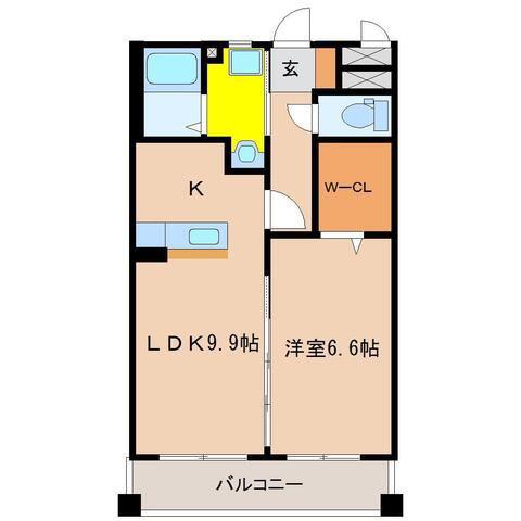 ラフィーナパレス南宮崎(1LDK/2階)の間取り写真