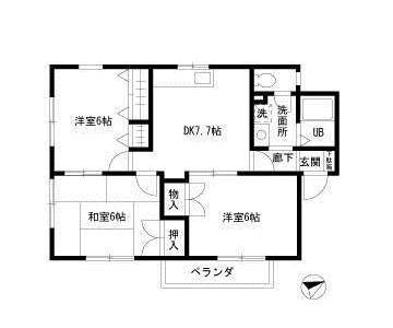リバティーシーク(3DK/1階)の間取り写真