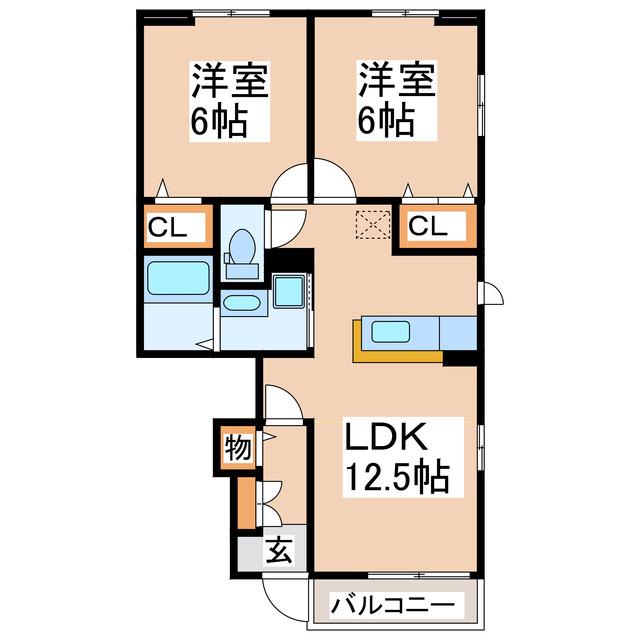 ファーストスターI・II(2LDK/1階)の間取り写真
