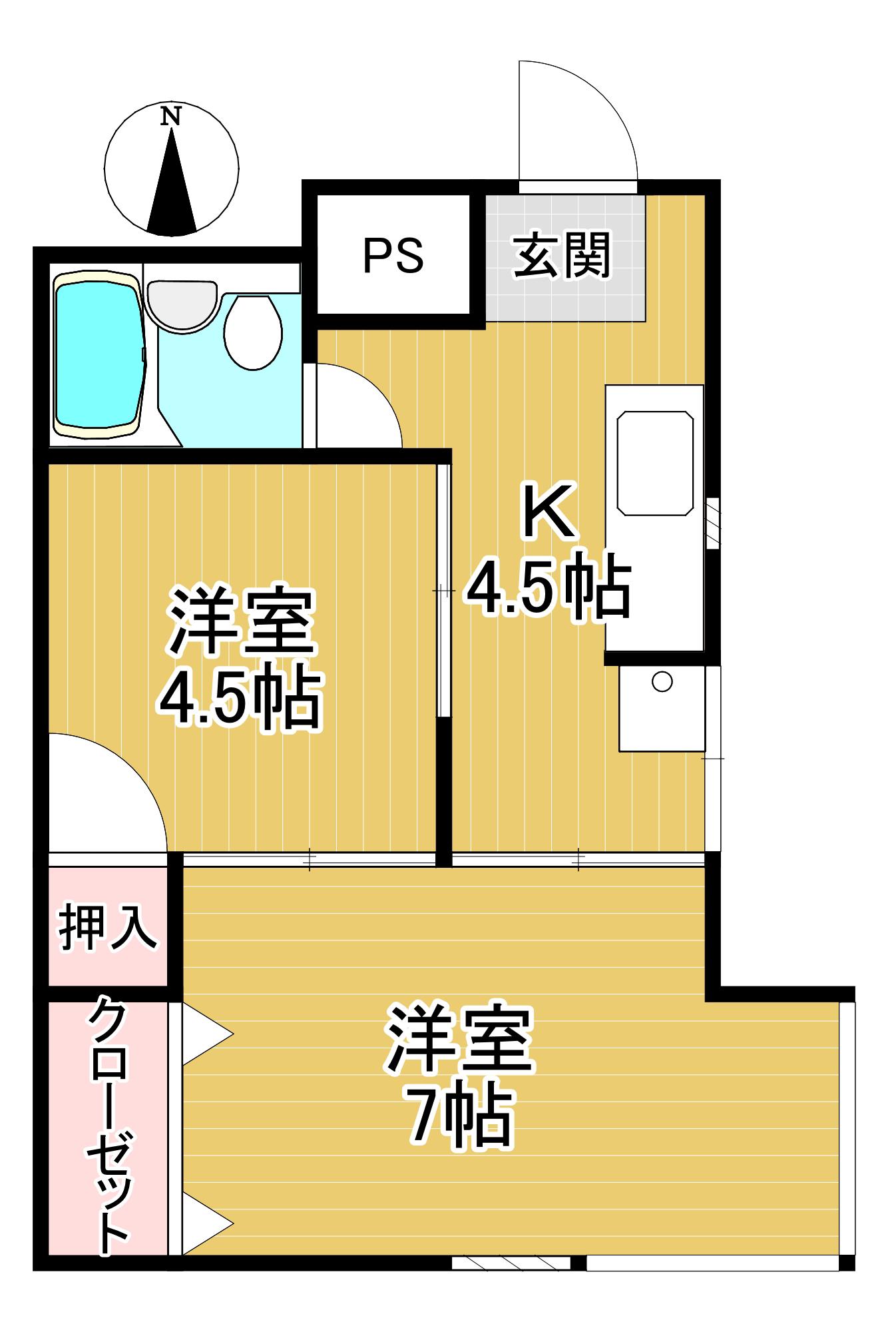 豊陸ビル(2K/2階)の間取り写真