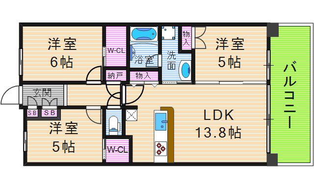 ザ・天王寺レジデンス(3LDK/19階)の間取り写真